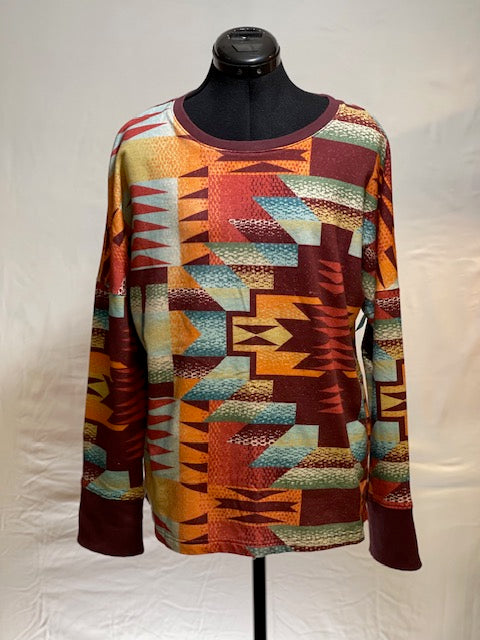 CF38-20 ORANGE/BLUE AZTEC TOP-L