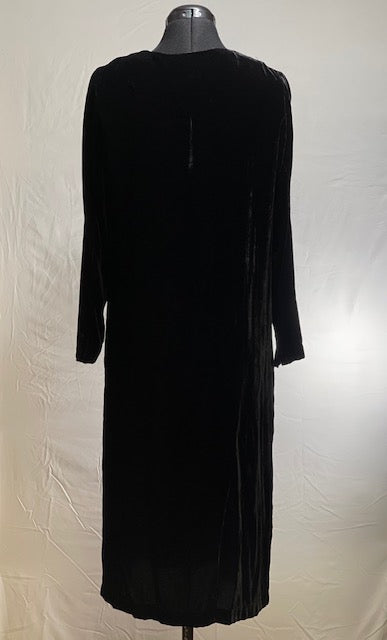 CF42-71 BLK VELVET DRESS W STUDS & TURQ BEADS-S