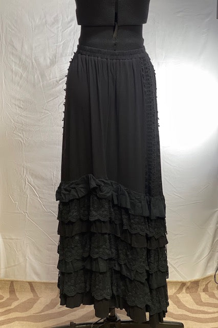 CF42-67 BLK RUFFLE SKIRT-S