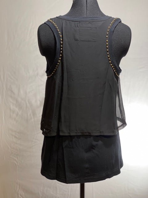 CF42-54 BLK TUNIC W/FLORAL-S