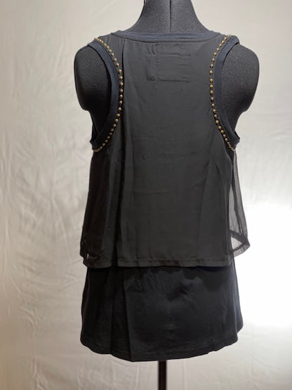CF42-54 BLK TUNIC W/FLORAL-S