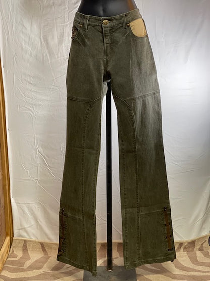 CF42-38 OLIVE DENIM W/LEATHER -8