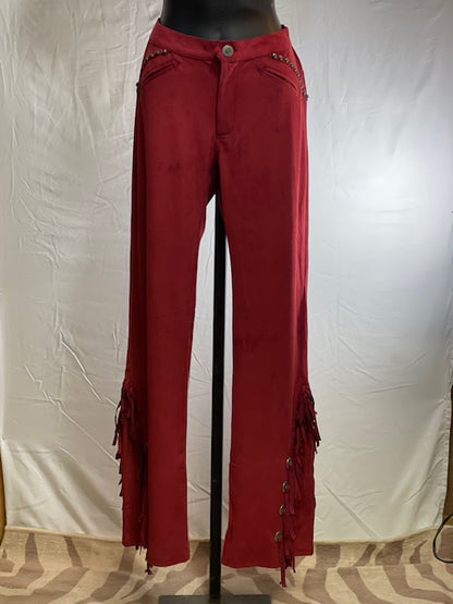 CF42-34 RED ULTRA SUEDE PANT W/FRINGE-8