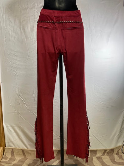 CF42-34 RED ULTRA SUEDE PANT W/FRINGE-8