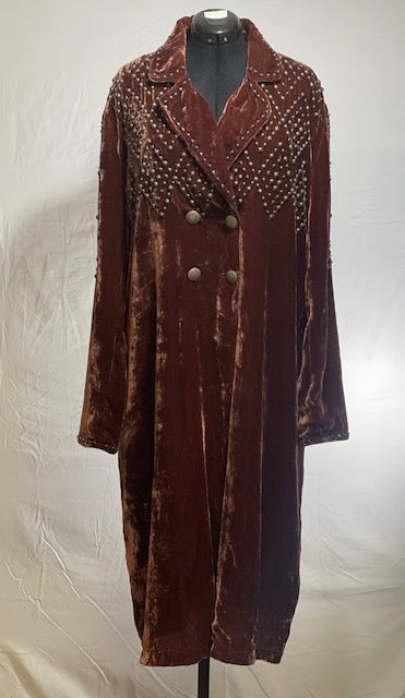 CF30-18 BRN VELVET DUSTER W/STUDS-2X