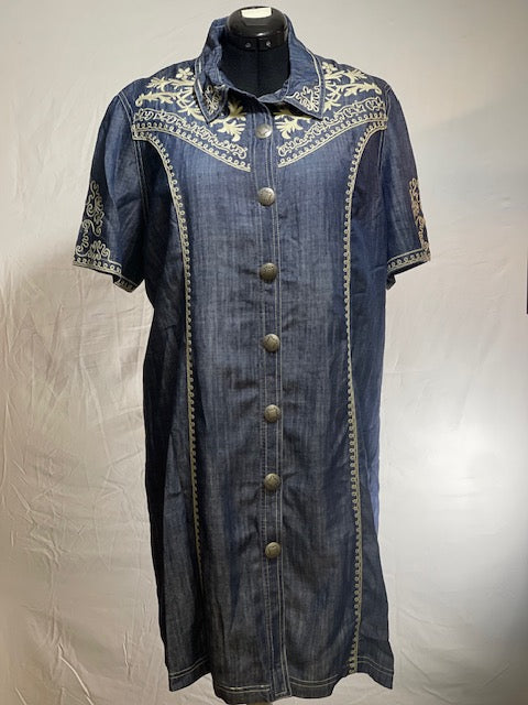CF30-20 DENIM DRESS W/IVORY STITCH -2X