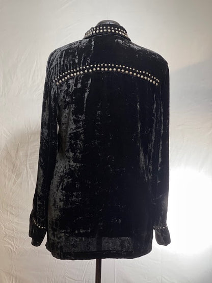 CF43-7 BLK VELVET TOP W/STUDS, COLLAR TIPS-XL