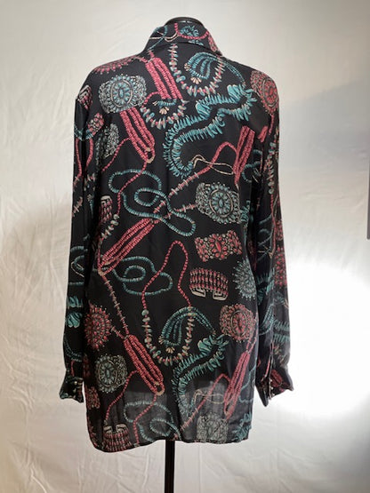 CF43-12 BLK W/JEWLERY PRINT TOP-XL