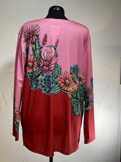 CF44-6 PINK/RED TOP W/FLORAL-2X