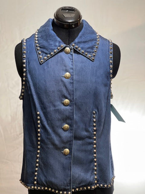 CF46-70 TENCEL VEST W/STUDS-SM