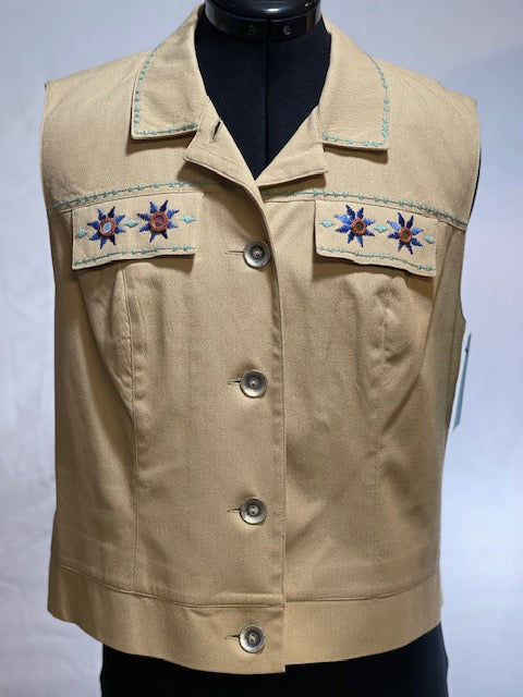 CF46-45 BONE COLOR VEST W/MIRRORS ON POCKETS-SM