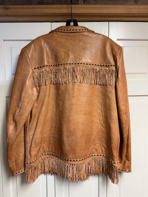 CF14-30 LEATHER JKT W/HORSE HEADS & FRINGE-LARGE