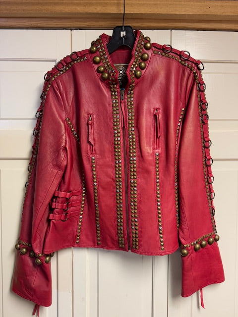 CF14-36 RED JKT W/BRASS STUDS-XL