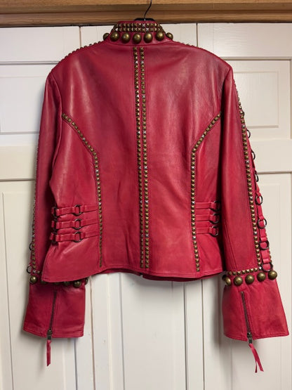 CF14-36 RED JKT W/BRASS STUDS-XL