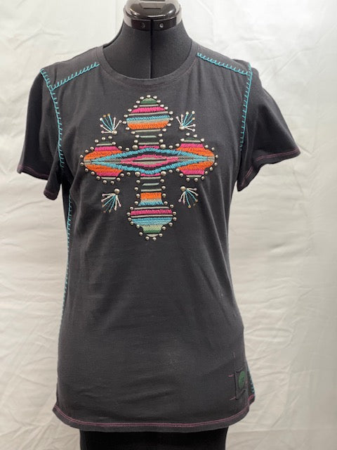 CF48-13 BLK CROSS TEE-M