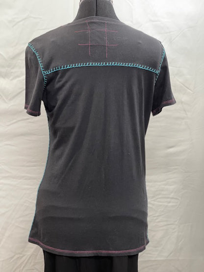 CF48-13 BLK CROSS TEE-M