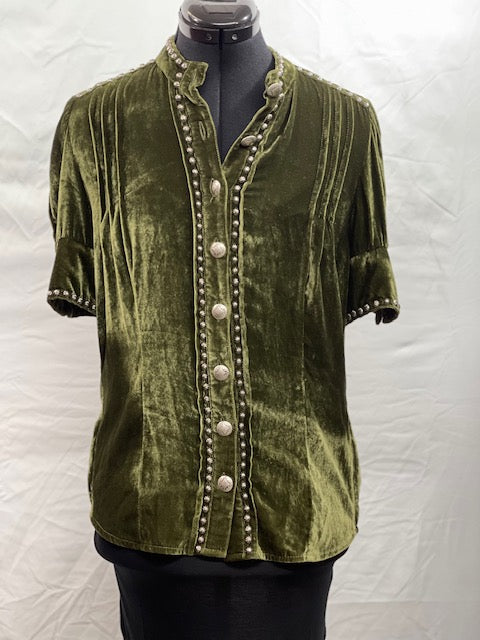 CF48-14 VELVET OLIVE GREEN TOP-XS
