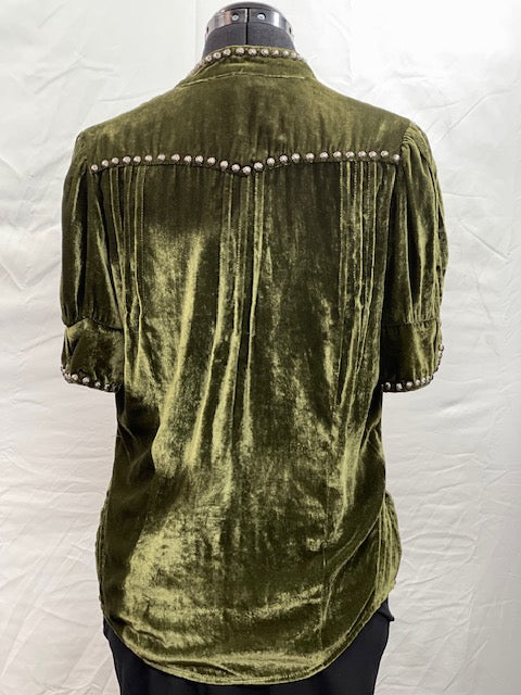 CF48-14 VELVET OLIVE GREEN TOP-XS
