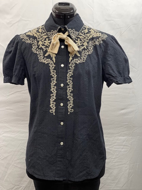 CF48-15 BLK PEARL SNAP SS TOP W/TIE