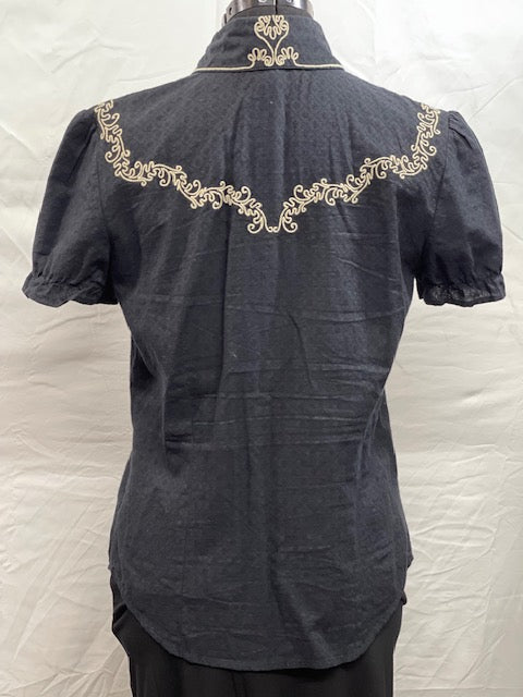 CF48-15 BLK PEARL SNAP SS TOP W/TIE