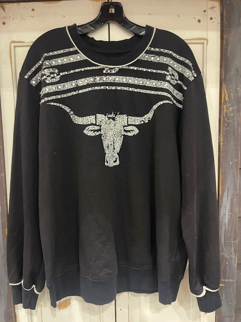 CF33-7 SWEATSHIRT W/STEER-BLK-MED