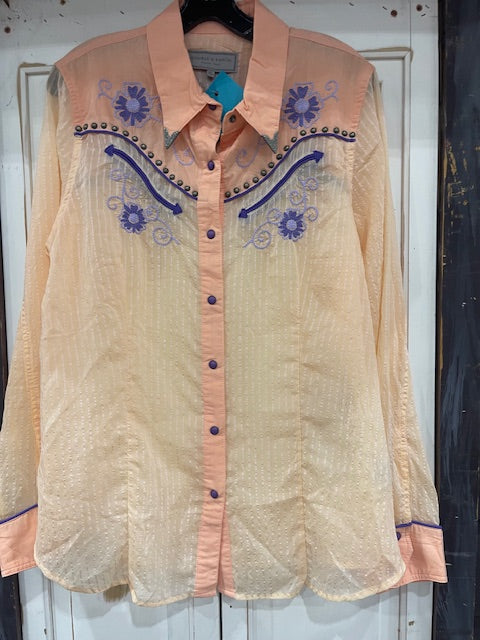 CF33-20 SHEAR SNAP SHIRT-PEACH & PURPLE XL