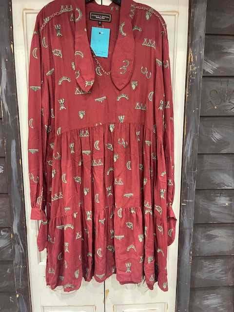 CF33-25 WESTERN STORY DRESS-RED-XL