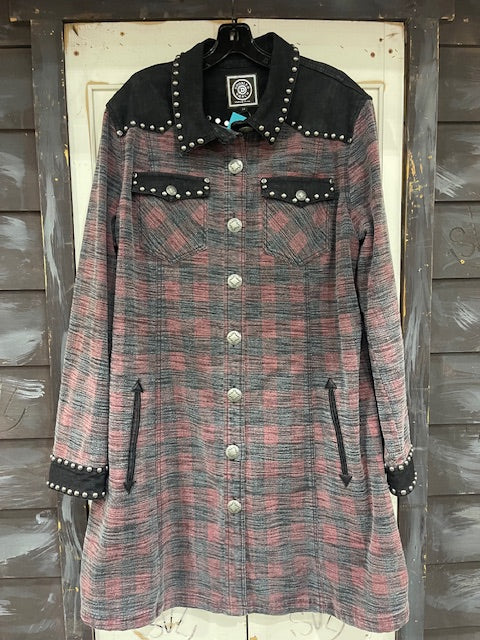 CF33-31 RED/BLK CHECKED BUTTON JKT DRESS 2X