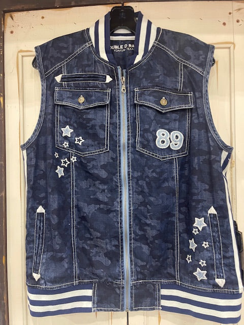 CF33-32 DENIM VEST W/STARS L