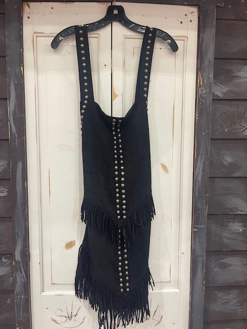 CF33-40 SUEDE SHORT DRESS W/STUDS-BLK-LRG