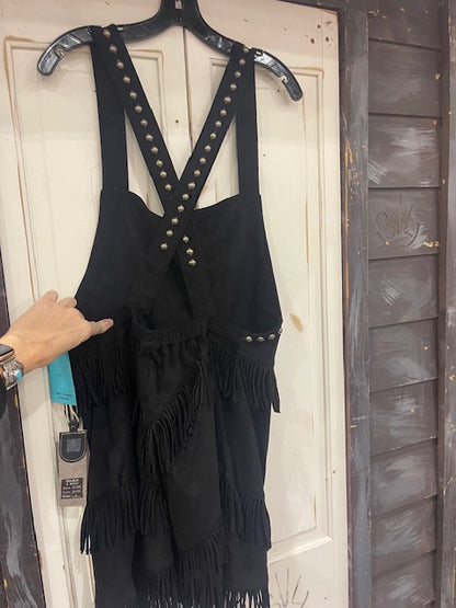 CF33-40 SUEDE SHORT DRESS W/STUDS-BLK-LRG