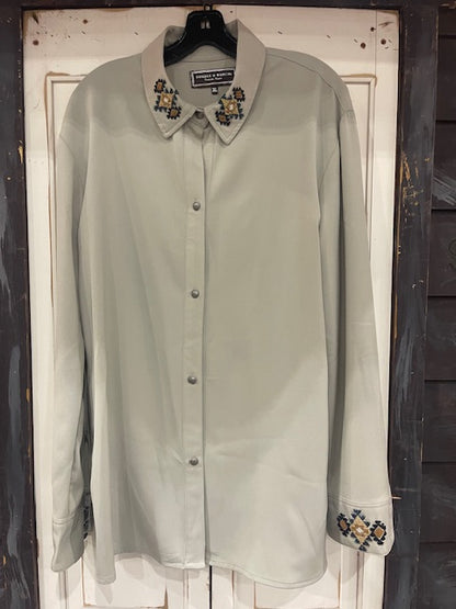 CF33-44 TUNIC W/BEADING ON COLLAR & CUFF-XL