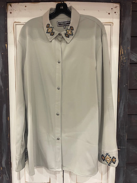 CF33-44 TUNIC W/BEADING ON COLLAR & CUFF-XL
