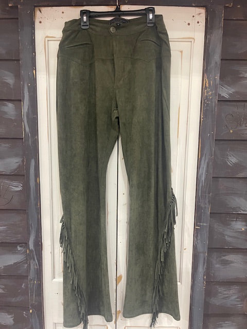 CF33-46 ULTRA SUEDE W/FRINGE-OLIVE-#16
