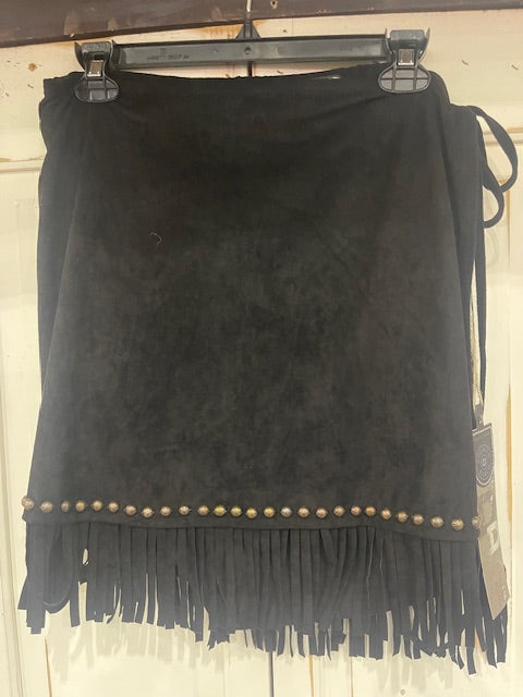 CF33-48 BLK WRAP SKIRT W/FRINGE #14