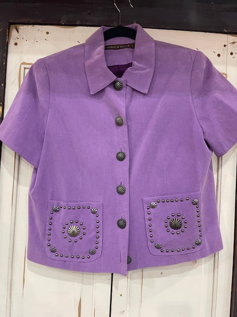 CF35-6 SHORT SLEEVE W/STUDS ON POCKETS-XS-LAVENDER