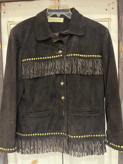 CF35-7 CHOCOLATE CLASSIC JKT W/FRINGE-XS