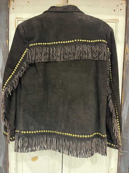 CF35-7 CHOCOLATE CLASSIC JKT W/FRINGE-XS