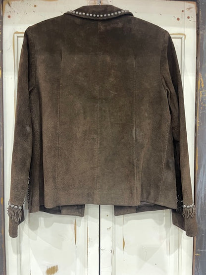 CF35-10 CHOCOLATE JKT W/CROSS ON POCKETS-XS