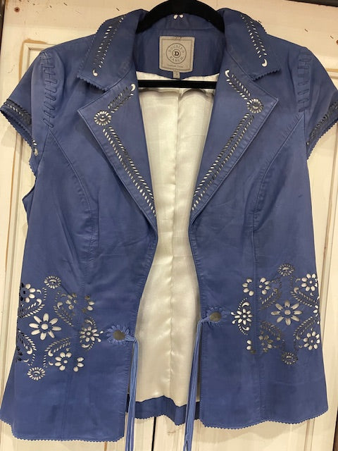 CF35-14 LEATHER CAP SLEEVE JKT W/CRYSTALS-SM