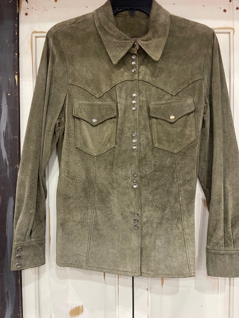 CF35-17 SUEDE SHIRT JKT-OLIVE-SM