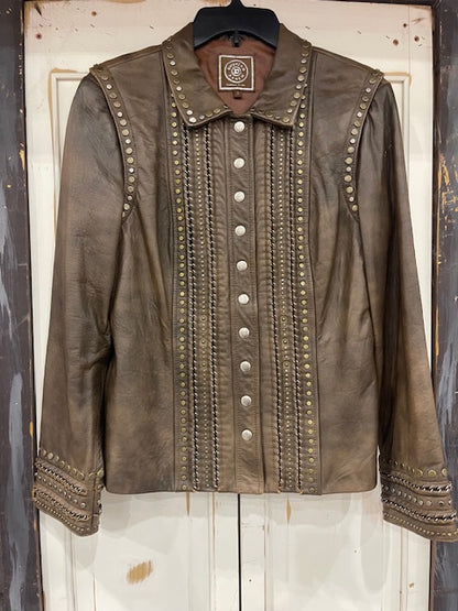 CF35-18 LEATHER JKT W/FLATSTUDS-SM