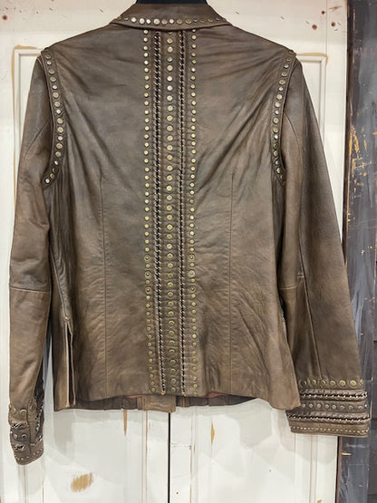 CF35-18 LEATHER JKT W/FLATSTUDS-SM
