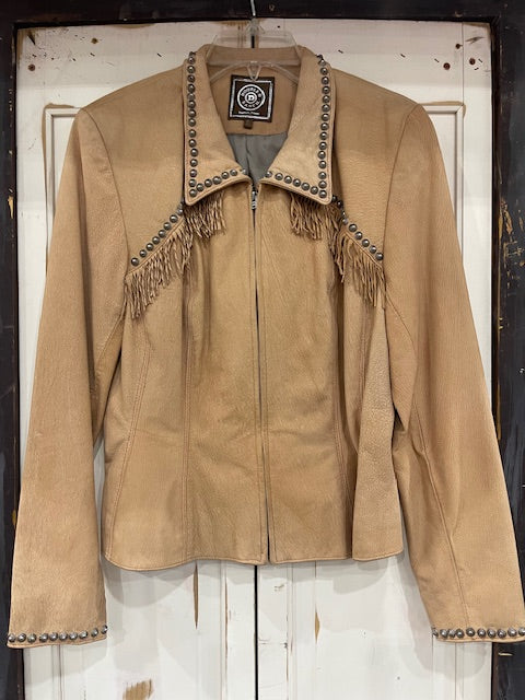 CF35-20 CLASSIC SLIM JKT W/FRINGE-FADED LIGHT TAN-SM