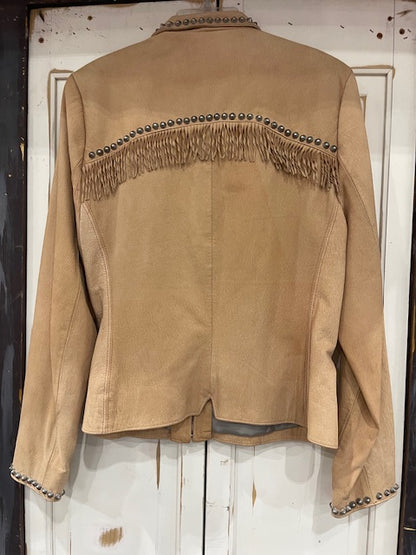 CF35-20 CLASSIC SLIM JKT W/FRINGE-FADED LIGHT TAN-SM