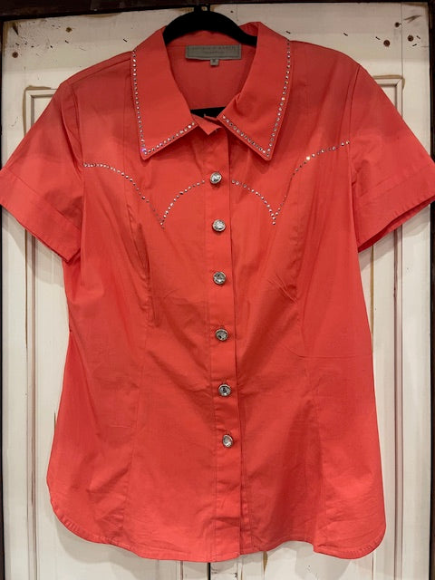 CF35-21 SHORTSLEEVE COTTON W/CRYSTALS-RED