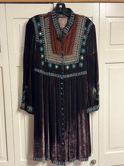 CF34-6 VELVET DRESS/JKT, BRN W/MIRROR-MED