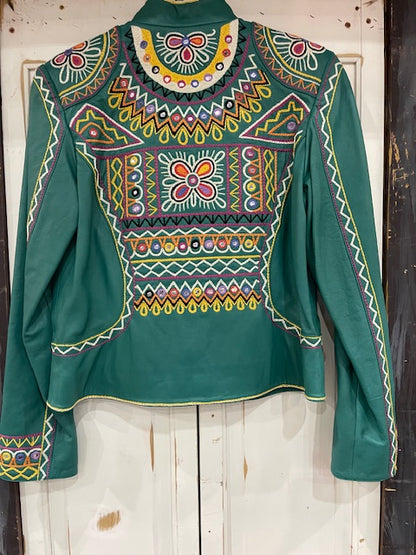 CF19-13 TEAL JKT W/COLORFUL HEAVY STITCHING-MED
