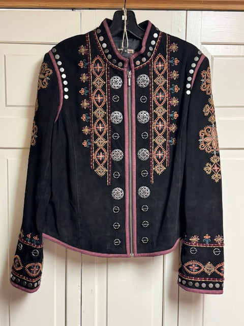 CF40-9 SUEDE JKT W/CONCHOS & STITCH-BLK-1X