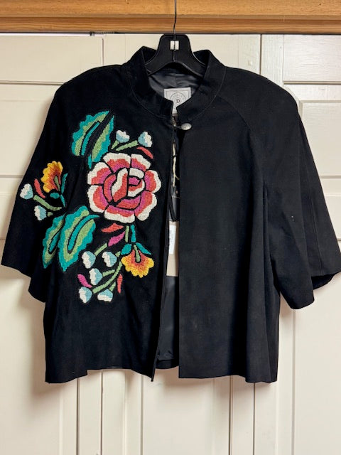 CF40-10 SHORT SLEEVE SUEDE JKT W/NEEDLE POINT-XL